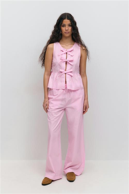 Gina Tricot - Cotton poplin trousers - stribede bukser - Lyserød - M - Dame