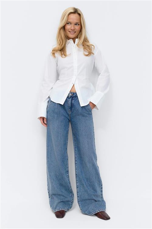 Gina Tricot - Pleated slouchy jeans - wide jeans - Blå - 38 - Dame