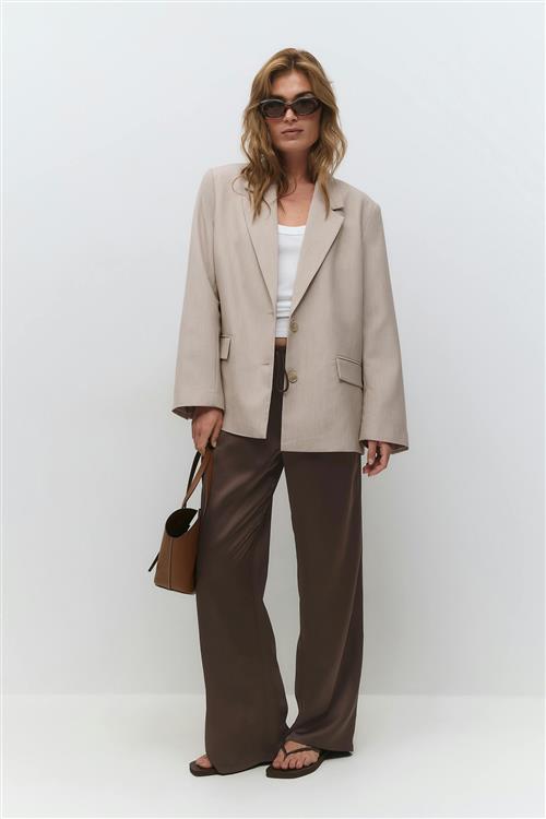 Gina Tricot - Drawstring satin trousers - satinbukser - Brun - XL - Dame