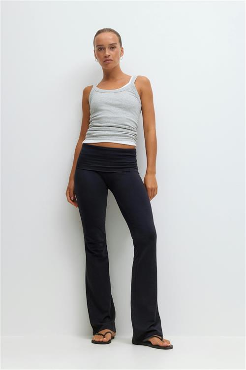 Gina Tricot - Soft touch folded trouser - Bukser - Blå - XXS - Dame