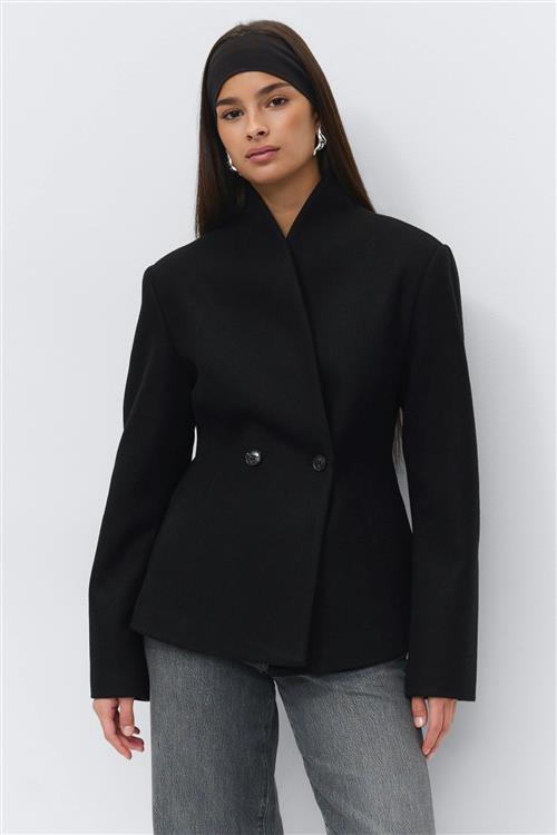 Gina Tricot - Shaped wool blend jacket - Jakker - Sort - L - Dame