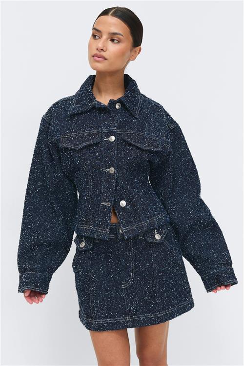 Gina Tricot - Peplum boucle denim jacket - Denim jakker - Blå - M - Dame