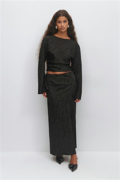 Gina Tricot - Structured skirt - lange nederdele - Sort - XS - Dame