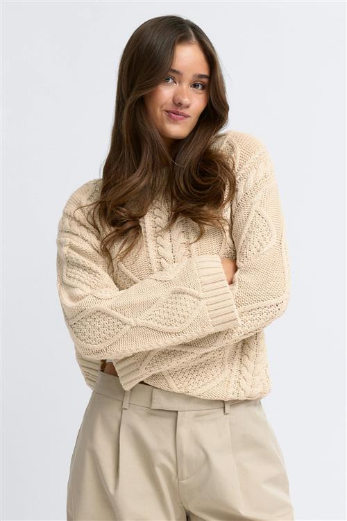Gina Tricot - Knitted cable sweater - Striktrøjer - Beige - XL - Dame