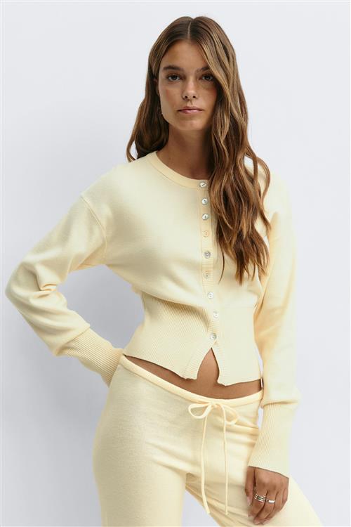 Gina Tricot - Knitted loungewear cardigan - Cardigans - Gul - M - Dame