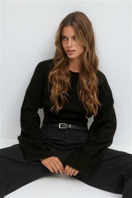 Gina Tricot - Wide sleeve knitted sweater - Trøjer - Sort - L - Dame