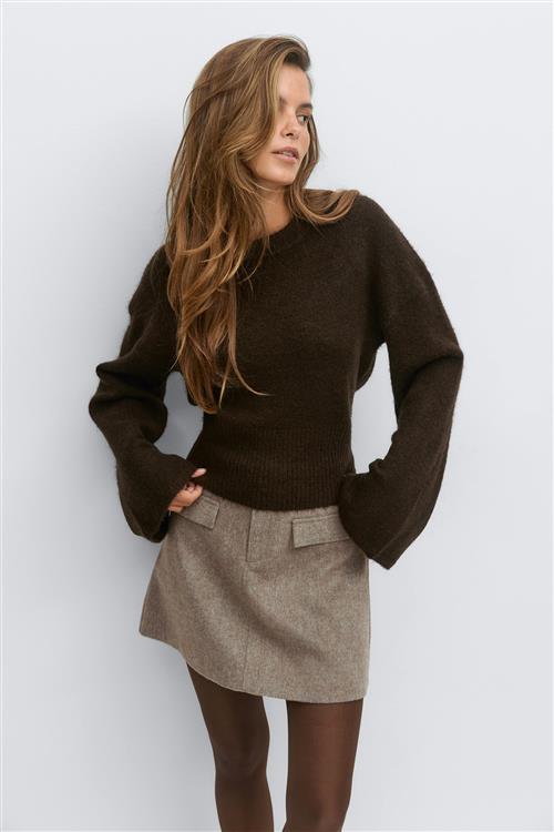 Gina Tricot - Wide sleeve knitted sweater - Trøjer - Beige - M - Dame