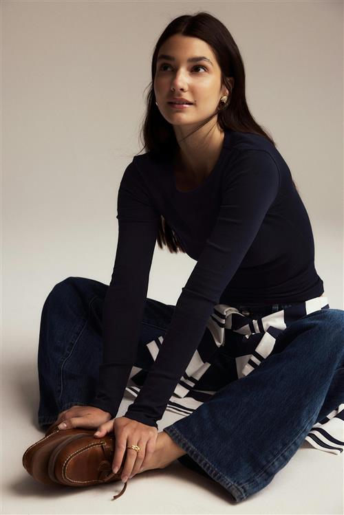 Gina Tricot - Tight fit long sleeve top - Langærmede toppe - Blå - XXL - Dame