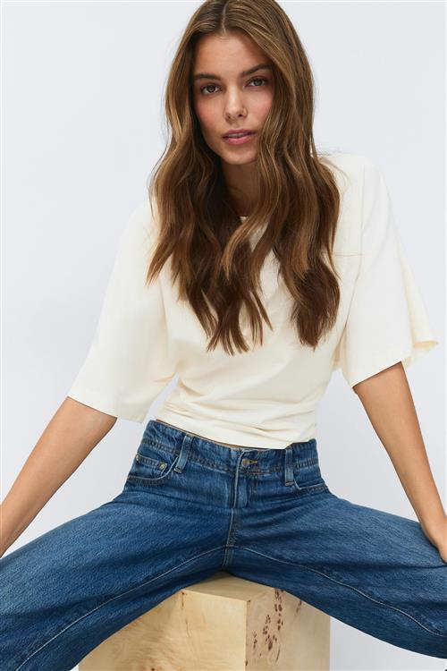 Gina Tricot - Fitted top - t-shirts - Hvid - M - Dame