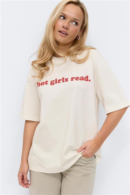 Gina Tricot - Printed oversized tee - T-shirt med print - Hvid - XXS - Dame