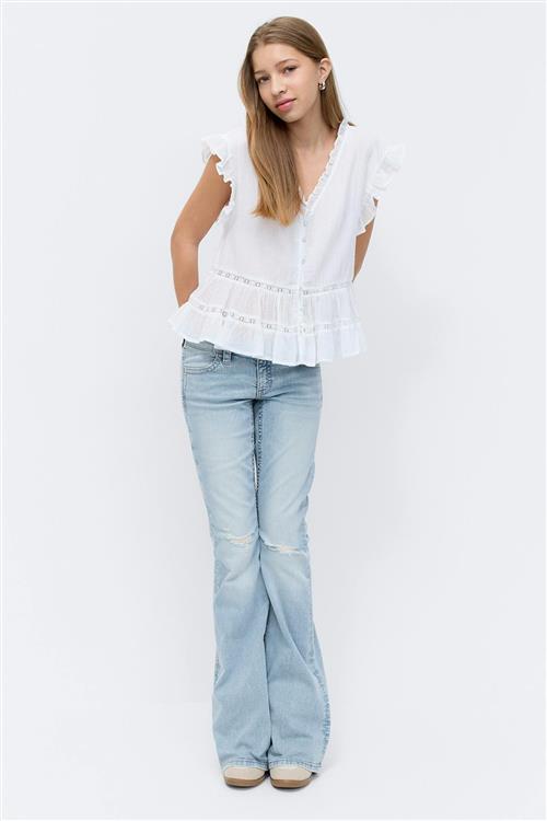 Gina Tricot - Y sparkle low flare jeans - low waist jeans - Blå - 170 - Pige
