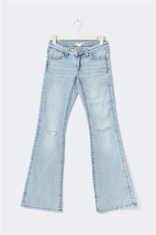 Gina Tricot - Y sparkle low flare jeans tall - Tall jeans til piger 9–14 år - Blå - 158 - Pige