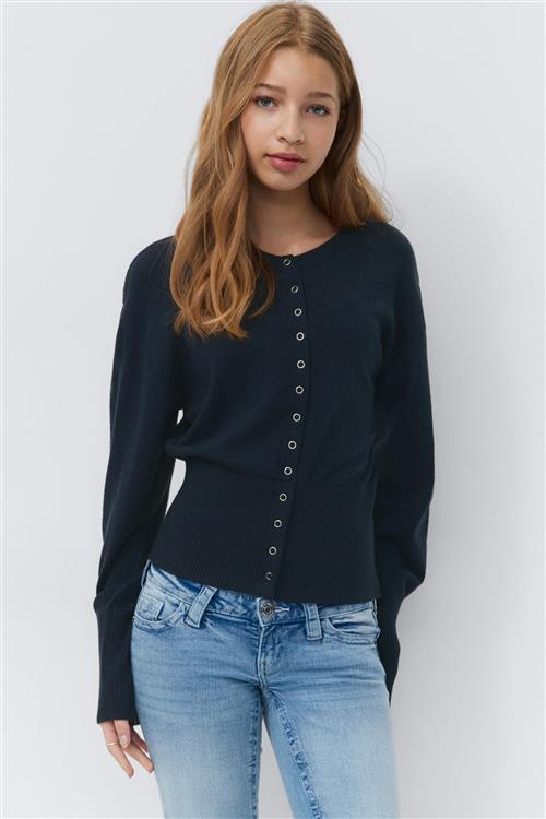 Gina Tricot - Y shaped knitted cardigan - striktrøjer til piger 9–14 år - Blå - 134/140 - Pige