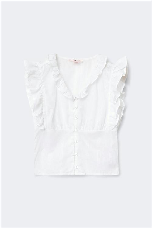 Gina Tricot - Y fitted short sleeve top - Bluser til piger 9–14 år - Hvid - 134/140 - Pige