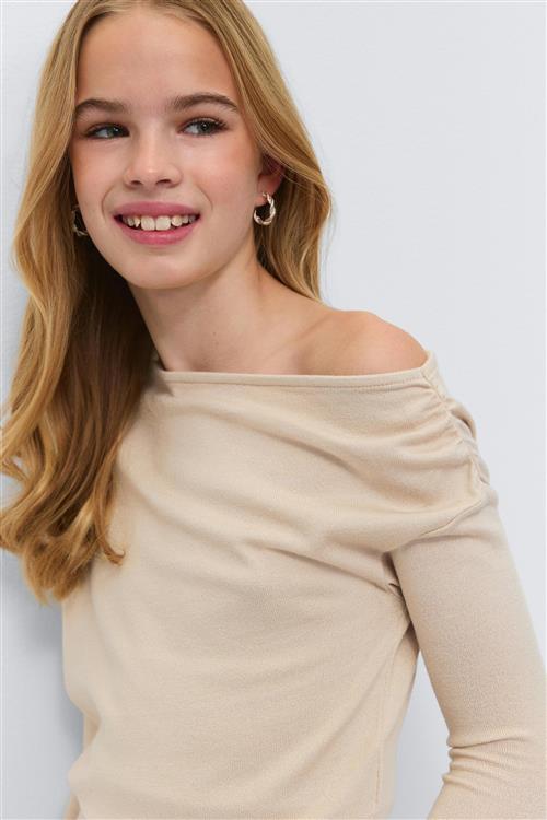 Gina Tricot - Y long sleeve top - Toppe til piger 9–14 år - Beige - 158/164 - Pige