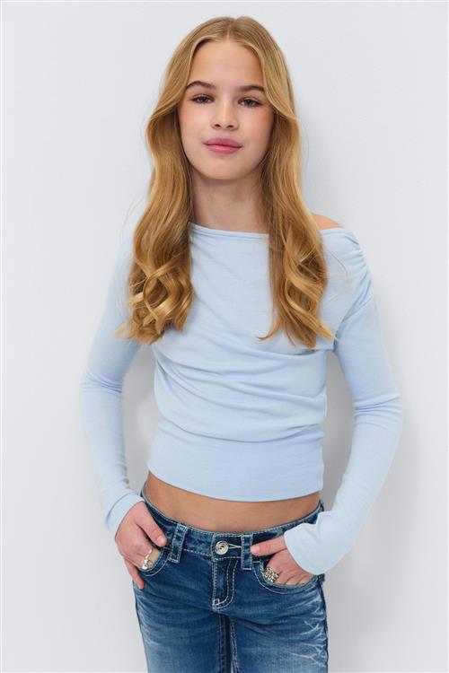 Gina Tricot - Y long sleeve top - Toppe - Blå - 146/152 - Pige