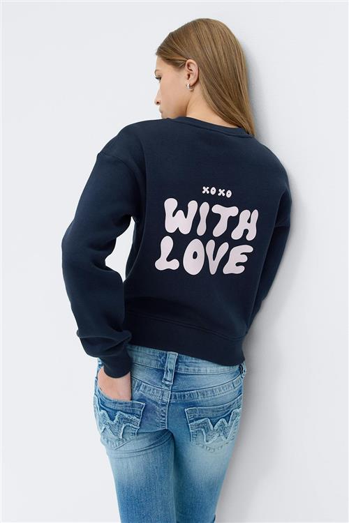 Gina Tricot - Y printed sweater - Toppe - Blå - 146/152 - Pige