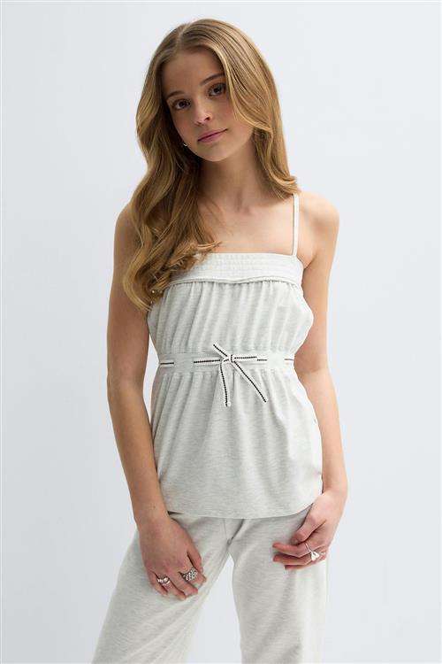 Se Gina Tricot - Y detail top - Toppe til piger 9–14 år - Grå - 170 - Pige hos Gina Tricot