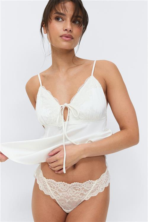 Gina Tricot - 3-pack scallop lace thong - trusser-3-pak - Sort - M - Dame