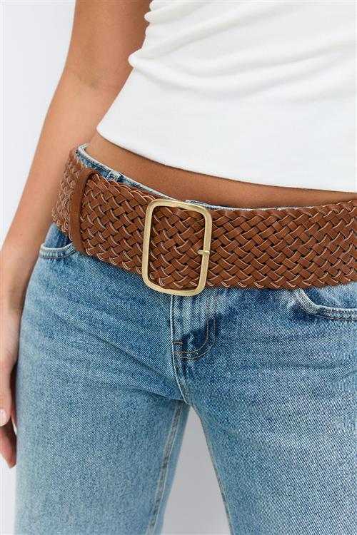 Gina Tricot - Braided hip belt - Bælter - Brun - XS/S - Dame