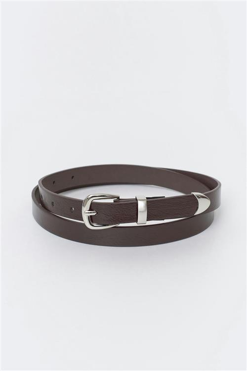 Gina Tricot - Patent hip belt - Bælter - Brun - M/L - Dame