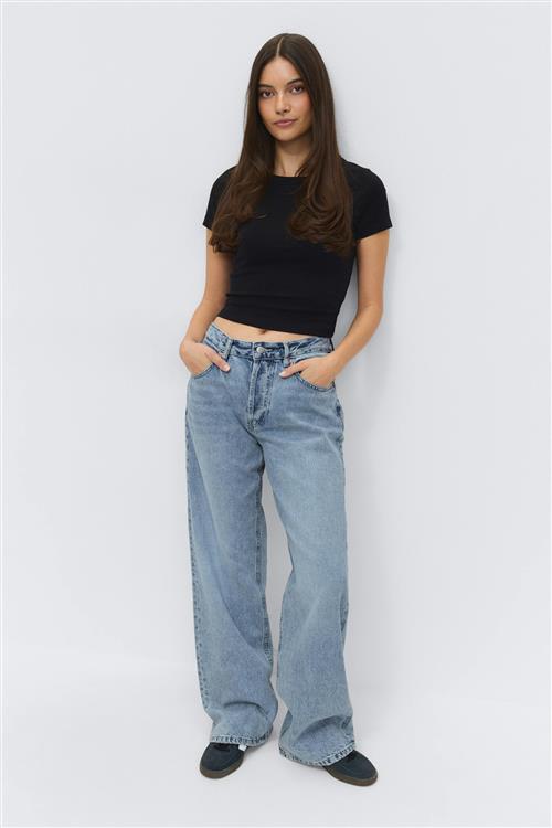 Gina Tricot - Boyfriend jeans - Low waist jeans - Blå - 36 - Dame