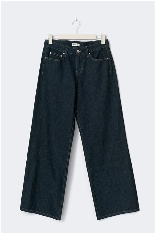 Gina Tricot - Low wide petite jeans - Low waist jeans - Blå - 34 - Dame