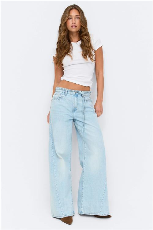 Gina Tricot - Twisted wide jeans - wide jeans - Blå - 44 - Dame