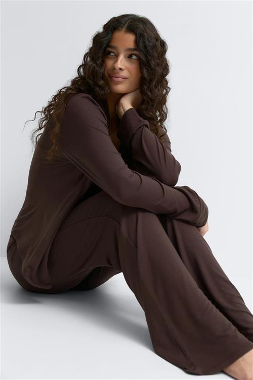 Gina Tricot - Low waist loungewear trousers - lavtaljede bukser - Brun - S - Dame
