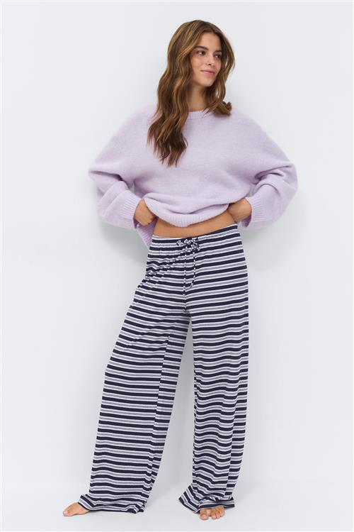 Gina Tricot - Striped soft trousers - stribede bukser - Lilla - S - Dame