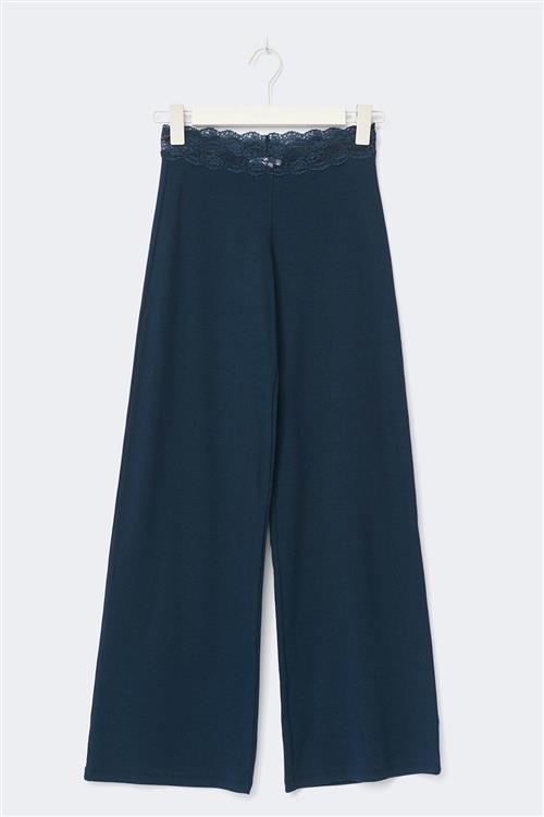 Gina Tricot - 14+ lace detail trousers - bukser - Blå - XS - Dame