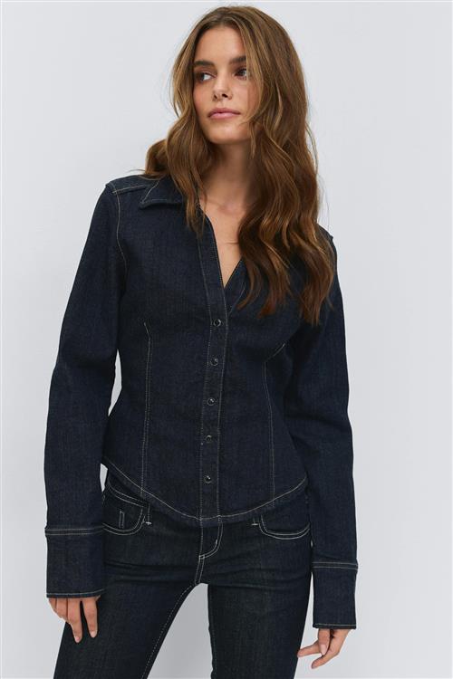 Gina Tricot - Slim fit denim shirt - Denim-skjorter - Blå - M - Dame
