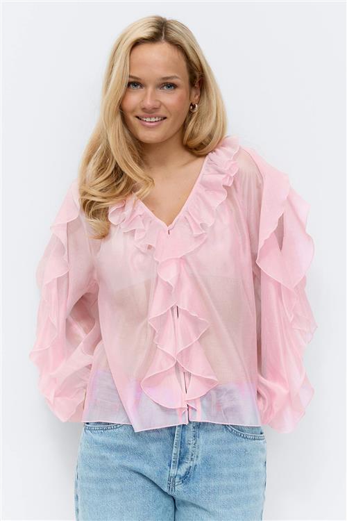 Gina Tricot - Frill blouse - Bluser - Lyserød - L - Dame