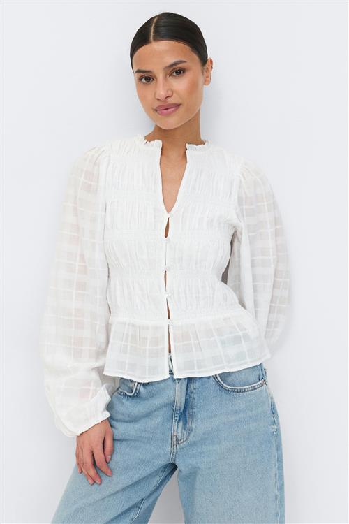 Gina Tricot - Smock blouse - Bluser - Hvid - XL - Dame