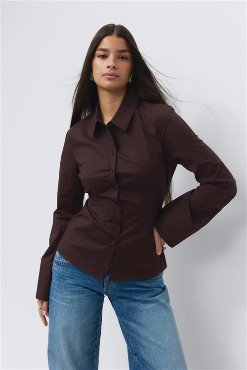 Gina Tricot - Shaped tie blouse - Skjorter - Brun - 34 - Dame