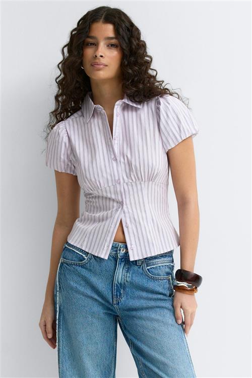 Gina Tricot - Puff sleeve shirt - Skjorter - Lilla - L - Dame