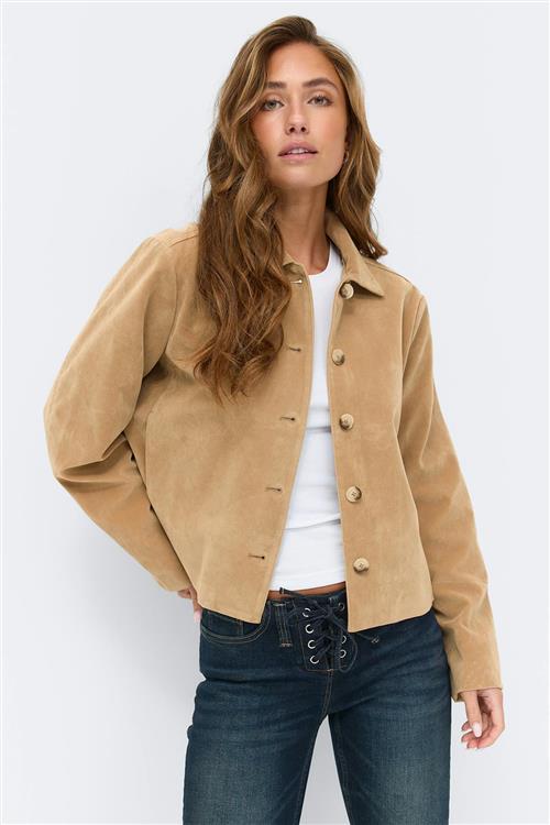 Gina Tricot - Faux suede short jacket - Jakker - Beige - L - Dame