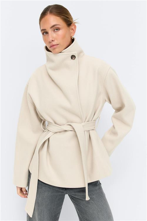 Gina Tricot - High neck short jacket - Frakker med høj krave - Beige - XS - Dame