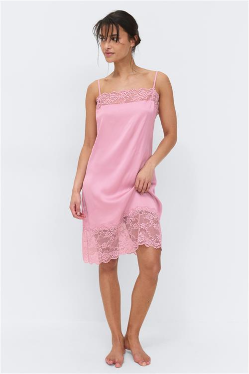 Gina Tricot - Loungewear satin lace dress - pyjamasser - Lyserød - L - Dame