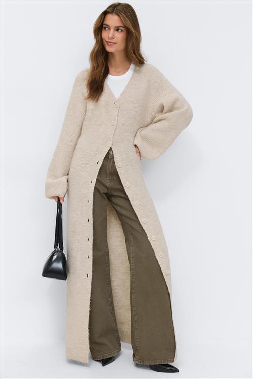 Gina Tricot - Knitted button down dress - Strikkjoler - Hvid - L - Dame