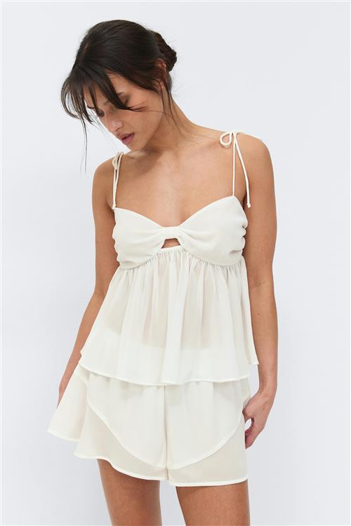 Gina Tricot - Chiffon loungewear shorts - Shorts - Hvid - XL - Dame