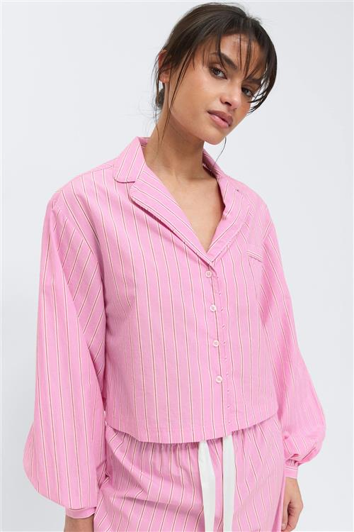 Gina Tricot - Poplin pyjamas shirt - pyjamasser - Lyserød - S - Dame