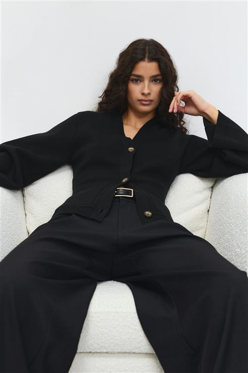 Gina Tricot - Knitted cotton cardigan - Cardigans - Sort - XL - Dame