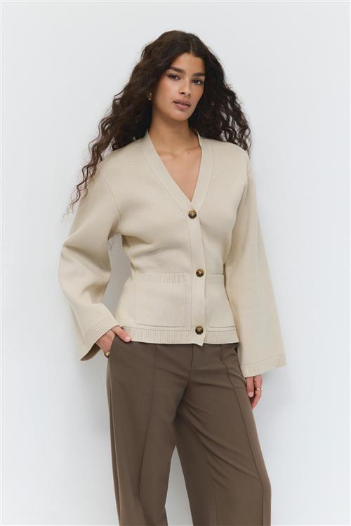 Gina Tricot - Knitted cotton cardigan - Cardigans - Beige - S - Dame