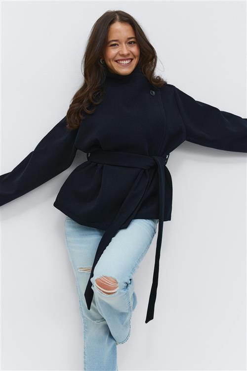 Gina Tricot - 14+ felt wrap jacket - jakke - Blå - XXS - Dame