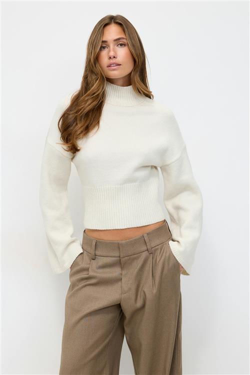 Gina Tricot - Funnel neck knitted sweater - Striktrøjer - Hvid - XS - Dame