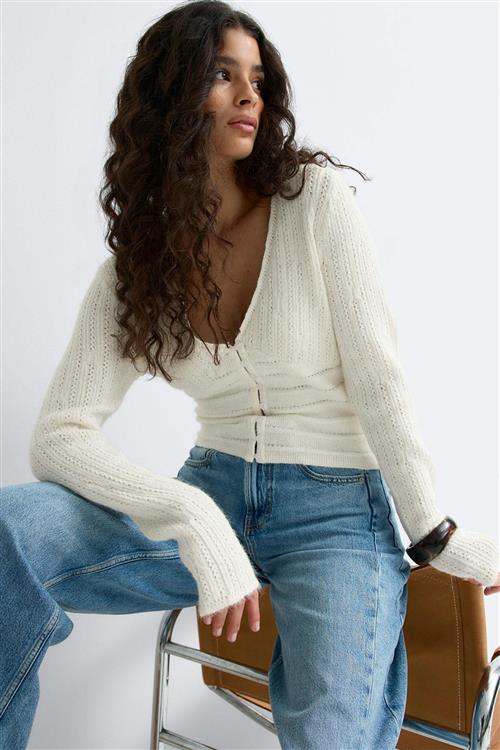 Gina Tricot - Knitted top - Striktrøjer - Hvid - S - Dame