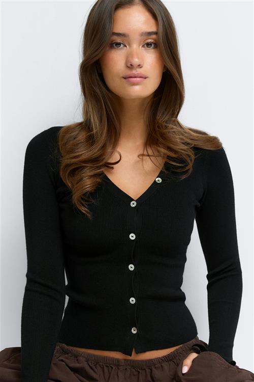 Gina Tricot - Knitted cardigan - Cardigans - Sort - XL - Dame