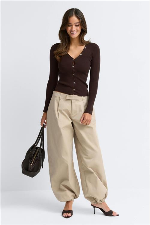 Gina Tricot - Knitted cardigan - Cardigans - Brun - XS - Dame