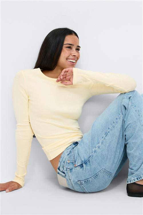 Gina Tricot - Tight fit long sleeve top - Langærmede toppe - Gul - XXS - Dame